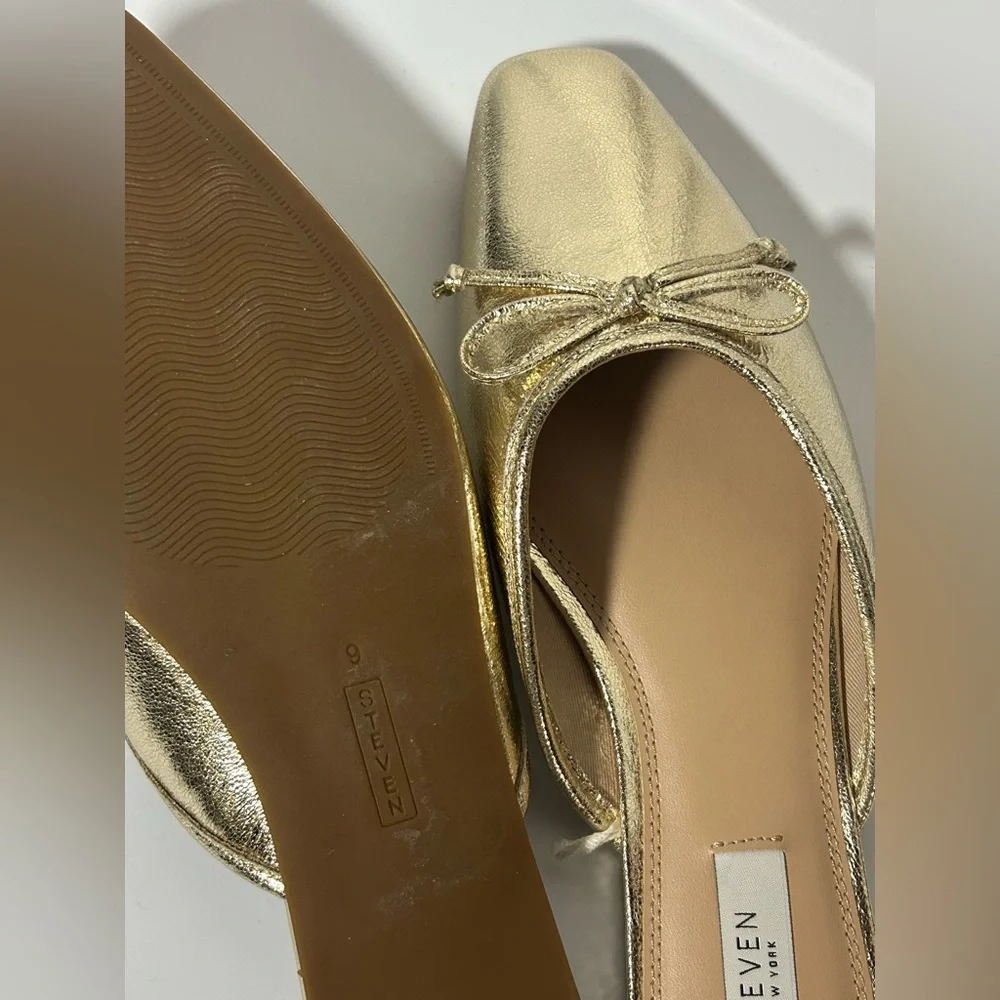 NWOT Steven by Steve Madden New York Gold Metallic Callandra Flat Mule Women’s 9 - Picture 6 of 7